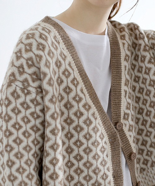 Girly Doll（ガーリードール）の「ドロップショルダー柄カーディガン（カーディガン/ボレロ・レディース・ブラウン/モカ/ブラック/ピンク/グレー・FREE）」の13枚目の写真