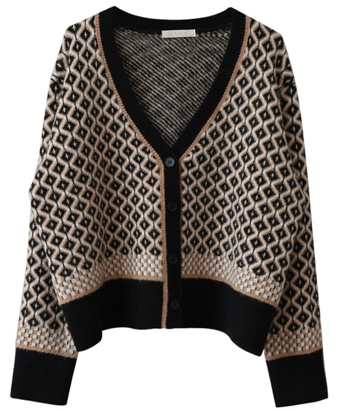 Girly Doll（ガーリードール）の「ドロップショルダー柄カーディガン（カーディガン/ボレロ・レディース・ブラウン/モカ/ブラック/ピンク/グレー・FREE）」の17枚目の写真