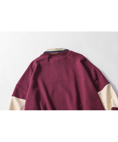 HOOK（フック）の「【HOOK】アメリカアンティーク風プリント 切替 長袖ポロシャツ（スウェット・メンズ・レッド/ネイビー・XL/M/L）」の10枚目の写真