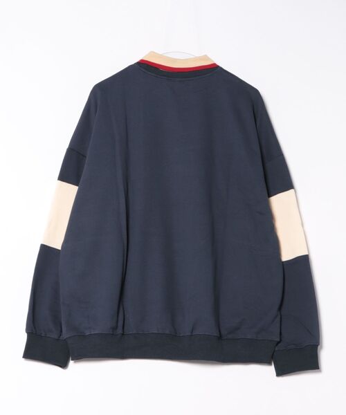 HOOK（フック）の「【HOOK】アメリカアンティーク風プリント 切替 長袖ポロシャツ（スウェット・メンズ・レッド/ネイビー・XL/M/L）」の16枚目の写真