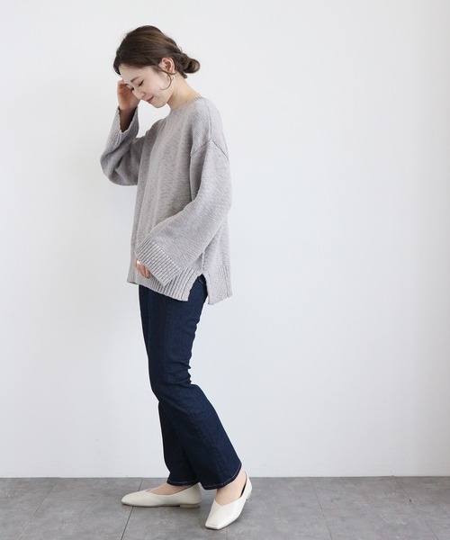 AMERICAN HOLIC（アメリカンホリック）の「BIGシルエットワイドスリーブニットプルオーバー ＊●（ニット/セーター・レディース・ベージュ/グレー/オフホワイト/サックスブルー・FREE）」の11枚目の写真