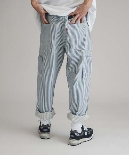 GAP バギーカーペンターデニム ダークストライプ ヒッコリー W31/L32