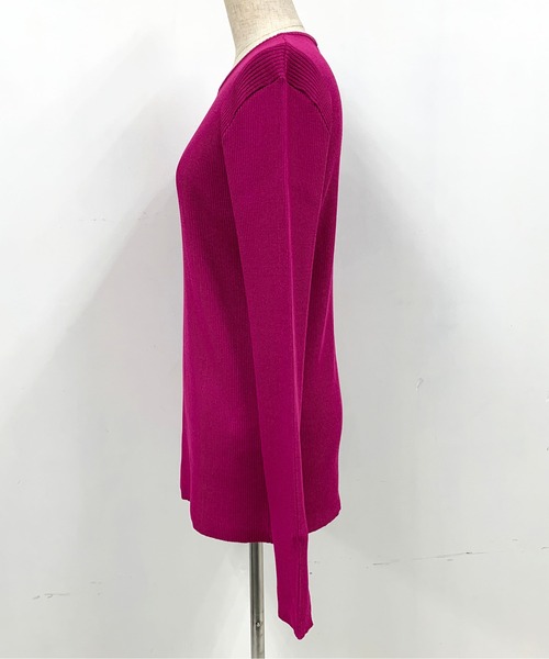 PICCIN（ピッチン）の「袖スリット後ボタンニット（ニット/セーター・レディース・ブラック/オフホワイト/ピンク/ブルー・M）」の12枚目の写真