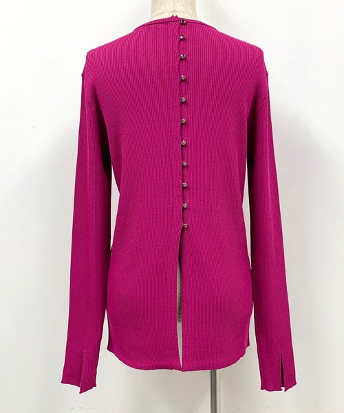 PICCIN（ピッチン）の「袖スリット後ボタンニット（ニット/セーター・レディース・ブラック/オフホワイト/ピンク/ブルー・M）」の18枚目の写真