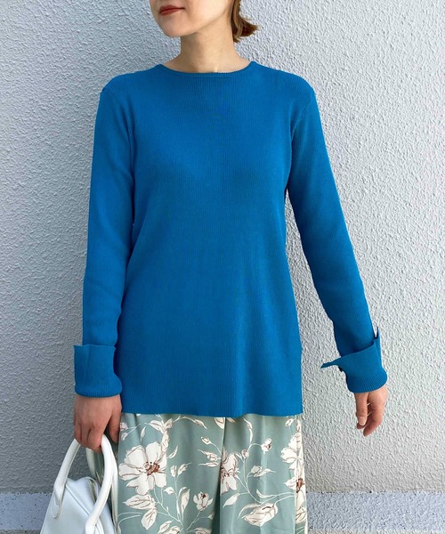 PICCIN（ピッチン）の「袖スリット後ボタンニット（ニット/セーター・レディース・ブラック/オフホワイト/ピンク/ブルー・M）」の20枚目の写真