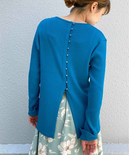 PICCIN（ピッチン）の「袖スリット後ボタンニット（ニット/セーター・レディース・ブラック/オフホワイト/ピンク/ブルー・M）」の17枚目の写真