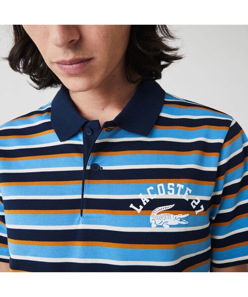 LACOSTE（ラコステ）の「カレッジロゴプリントボーダーポロシャツ（ポロシャツ・メンズ・ネイビー/レッド/グリーン・2/4/3/5）」の7枚目の写真