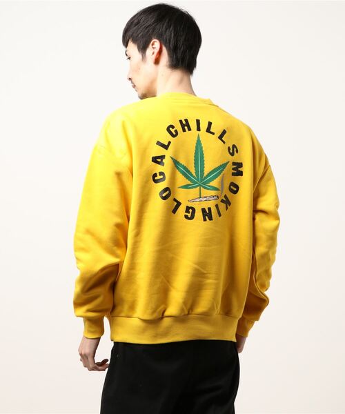 SPINNS（スピンズ）の「ゆったりシルエット リーフプリント裏毛スウェット（スウェット・メンズ・イエロー/ヘザーグレー/ブラック/ダークグリーン/ブルー・ONESIZE）」の10枚目の写真