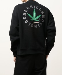 SPINNS | ゆったりシルエット リーフプリント裏毛スウェット(スウェット)