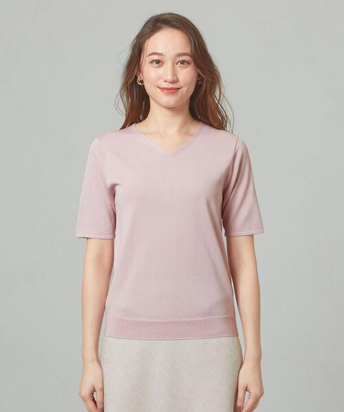 closet story（クローゼットストーリー）の「＜closet story＞□デオドラント Vネック SSL ニット [抗菌防臭] -手洗い可能-（ニット/セーター・レディース・ホワイト/ネイビー/ライトピンク・FREE）」の16枚目の写真