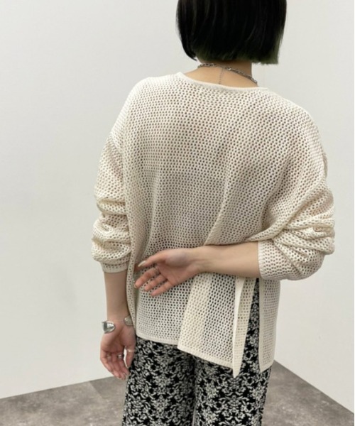 apres jour mignon(アプレジュールミニョン)の「メッシュ編みニット 【ZOZOTOWN限定アイテム】(ニット/セーター・レディース・アイボリー/ブラック/オレンジ・X-LARGE/フリー)」の8枚目の写真