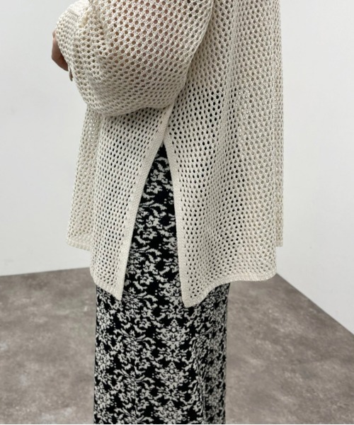 apres jour mignon(アプレジュールミニョン)の「メッシュ編みニット 【ZOZOTOWN限定アイテム】(ニット/セーター・レディース・アイボリー/ブラック/オレンジ・X-LARGE/フリー)」の11枚目の写真