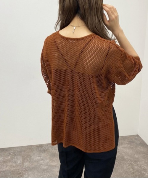 apres jour mignon(アプレジュールミニョン)の「メッシュ編みニット 【ZOZOTOWN限定アイテム】(ニット/セーター・レディース・アイボリー/ブラック/オレンジ・X-LARGE/フリー)」の20枚目の写真