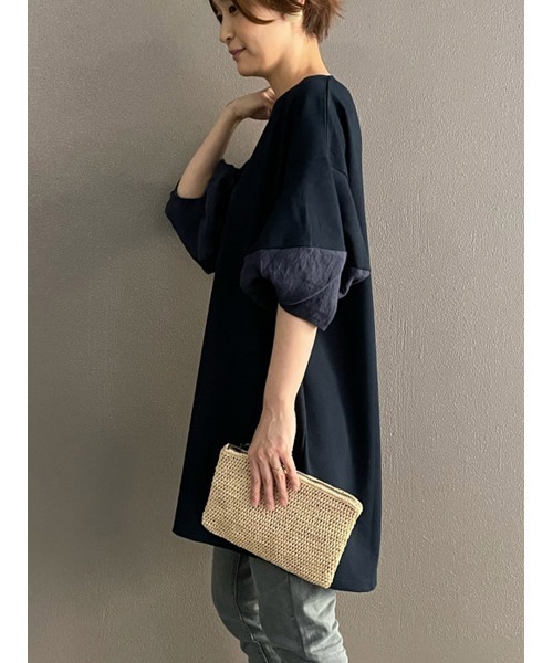 BEARDSLEY（ビアズリー）の「袖プックリチュニック（Tシャツ/カットソー・レディース・ライトグレー/ブルー・FREE）」の2枚目の写真