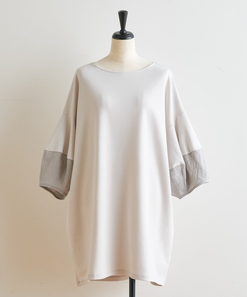 BEARDSLEY（ビアズリー）の「袖プックリチュニック（Tシャツ/カットソー・レディース・ライトグレー/ブルー・FREE）」の9枚目の写真