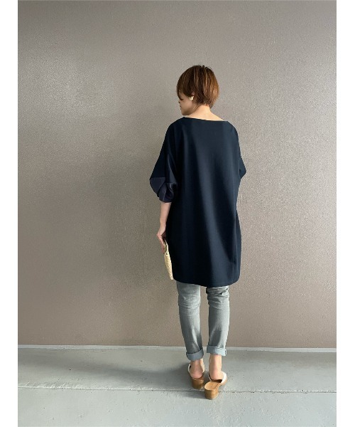 BEARDSLEY（ビアズリー）の「袖プックリチュニック（Tシャツ/カットソー・レディース・ライトグレー/ブルー・FREE）」の8枚目の写真