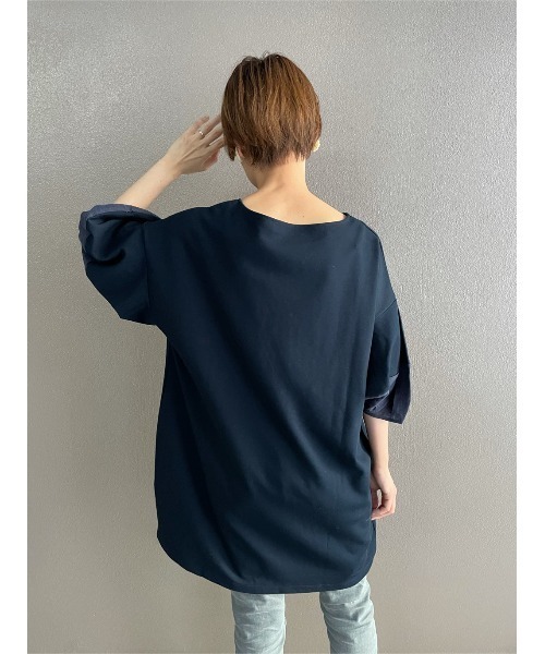 BEARDSLEY（ビアズリー）の「袖プックリチュニック（Tシャツ/カットソー・レディース・ライトグレー/ブルー・FREE）」の4枚目の写真