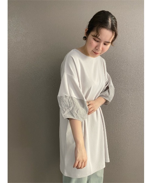 BEARDSLEY（ビアズリー）の「袖プックリチュニック（Tシャツ/カットソー・レディース・ライトグレー/ブルー・FREE）」の21枚目の写真