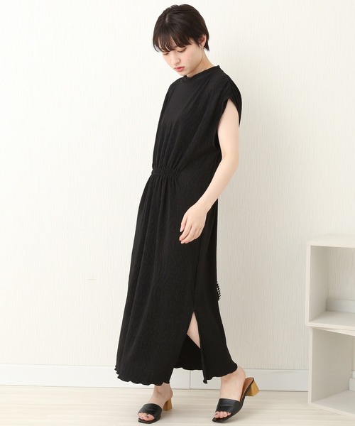 libelle more（リベル モア）の「楊柳プリーツスムース　プチハイネックワンピース（ワンピース・レディース・ブラック/ブラウン/グレイッシュベージュ/ライトカーキ・M/L）」の13枚目の写真