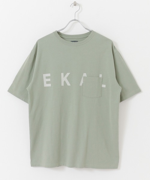 EKAL（エカル）の「EKAL　ロゴプリントポケットTシャツ（Tシャツ/カットソー・メンズ・グレー系その他/ベージュ/カーキ・MEDIUM/LARGE）」の11枚目の写真