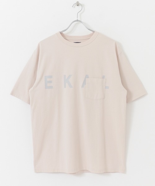 EKAL（エカル）の「EKAL　ロゴプリントポケットTシャツ（Tシャツ/カットソー・メンズ・グレー系その他/ベージュ/カーキ・MEDIUM/LARGE）」の4枚目の写真