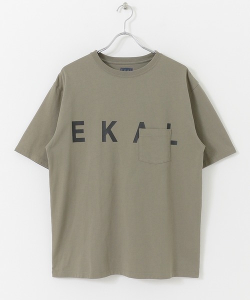 EKAL（エカル）の「EKAL　ロゴプリントポケットTシャツ（Tシャツ/カットソー・メンズ・グレー系その他/ベージュ/カーキ・MEDIUM/LARGE）」の12枚目の写真