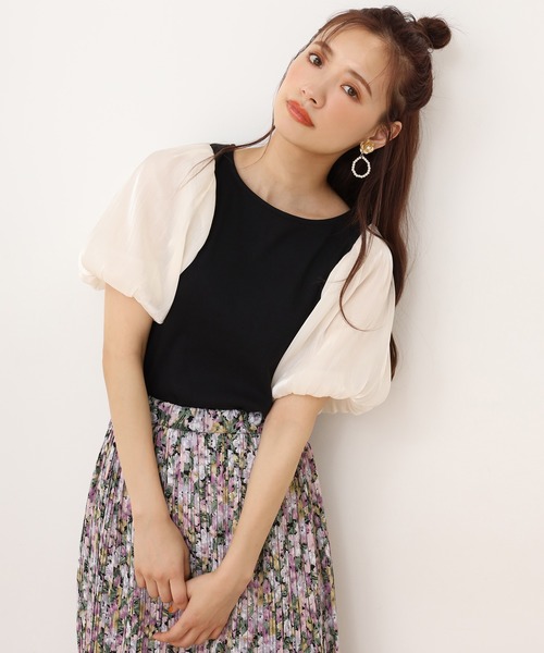 one after another NICE CLAUP（ワンアフターアナザーナイスクラップ）の「袖コンシャス半袖テレコトップス（Tシャツ/カットソー・レディース・アイボリー/ブラック/グレー・FREE）」の16枚目の写真