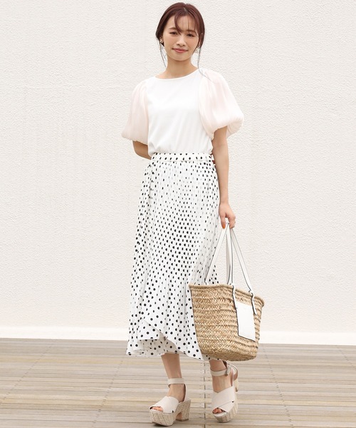 one after another NICE CLAUP（ワンアフターアナザーナイスクラップ）の「袖コンシャス半袖テレコトップス（Tシャツ/カットソー・レディース・アイボリー/ブラック/グレー・FREE）」の8枚目の写真