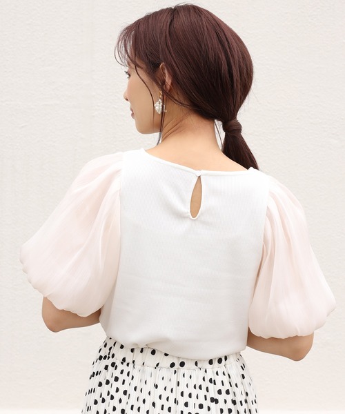 one after another NICE CLAUP（ワンアフターアナザーナイスクラップ）の「袖コンシャス半袖テレコトップス（Tシャツ/カットソー・レディース・アイボリー/ブラック/グレー・FREE）」の13枚目の写真