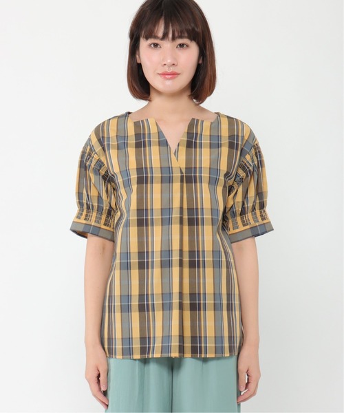 IKKA LOUNGE（イッカラウンジ）の「TCブロード先染めブラウス（シャツ/ブラウス・レディース・オレンジ/イエロー/ブルー・M/L）」の6枚目の写真