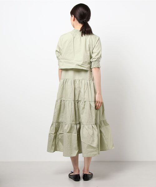 Mysa&Liina(ミーサリーナ)の「半袖ティアードワンピース(ワンピース・レディース・ベージュ/ネイビー/オフホワイト/イエロー/グリーン/ボルドー・M)」の8枚目の写真