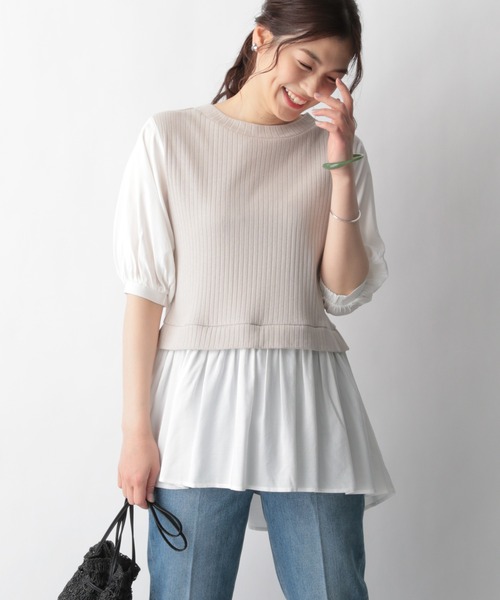 GLOBAL WORK(グローバルワーク)の「フハクドッキングチュニック/947964(Tシャツ/カットソー・レディース・ブラック/その他/アイボリー・FREE)」の3枚目の写真