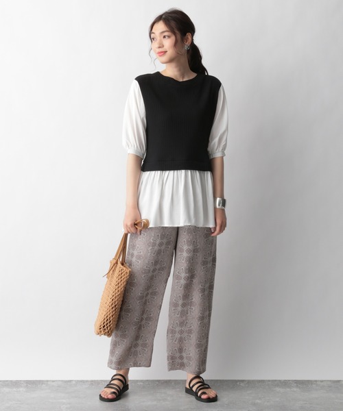 GLOBAL WORK(グローバルワーク)の「フハクドッキングチュニック/947964(Tシャツ/カットソー・レディース・ブラック/その他/アイボリー・FREE)」の4枚目の写真