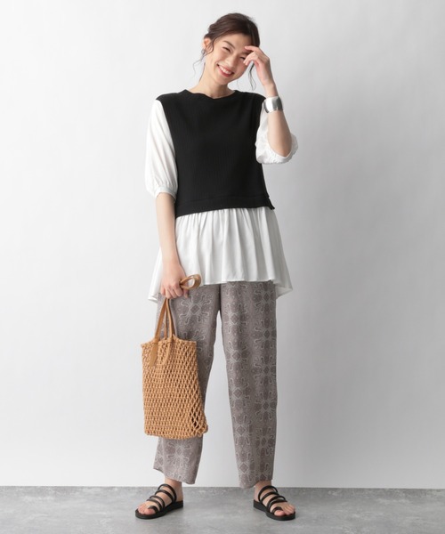 GLOBAL WORK(グローバルワーク)の「フハクドッキングチュニック/947964(Tシャツ/カットソー・レディース・ブラック/その他/アイボリー・FREE)」の5枚目の写真