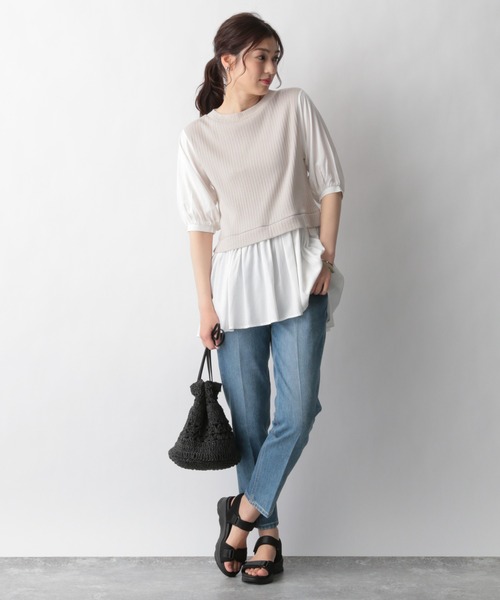 GLOBAL WORK(グローバルワーク)の「フハクドッキングチュニック/947964(Tシャツ/カットソー・レディース・ブラック/その他/アイボリー・FREE)」の9枚目の写真