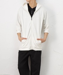 6分袖 ジップアップパーカー