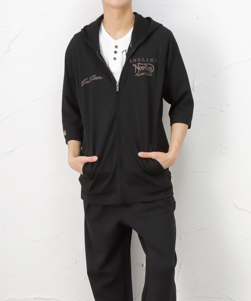 Norton（ノートン）の「6分袖 ジップアップパーカー（パーカー・メンズ・ホワイト/ブラック・M/XL/XXL/L）」の2枚目の写真