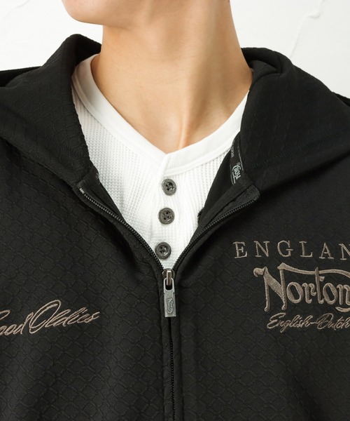 Norton（ノートン）の「6分袖 ジップアップパーカー（パーカー・メンズ・ホワイト/ブラック・M/XL/XXL/L）」の13枚目の写真
