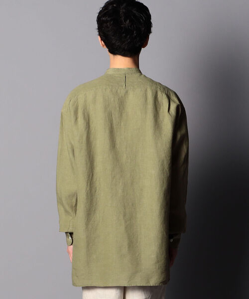 NOLLEY'S goodman（ノーリーズグッドマン）の「ヘンプ ビッグシルエット バンドカラーシャツ UNISEX（シャツ/ブラウス・メンズ・ブラウン/ホワイト/ライトブルー/オリーブ・LARGE/SMALL/MEDIUM）」の8枚目の写真