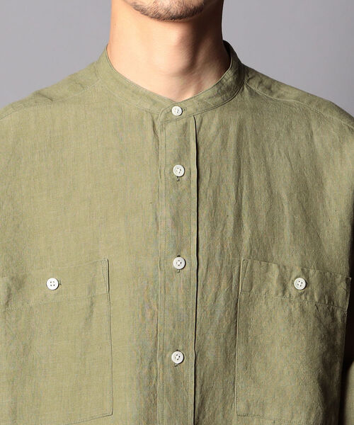 NOLLEY'S goodman（ノーリーズグッドマン）の「ヘンプ ビッグシルエット バンドカラーシャツ UNISEX（シャツ/ブラウス・メンズ・ブラウン/ホワイト/ライトブルー/オリーブ・LARGE/SMALL/MEDIUM）」の15枚目の写真