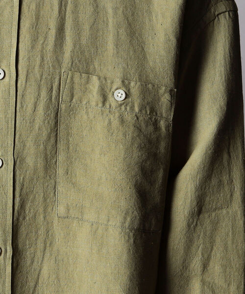 NOLLEY'S goodman（ノーリーズグッドマン）の「ヘンプ ビッグシルエット バンドカラーシャツ UNISEX（シャツ/ブラウス・メンズ・ブラウン/ホワイト/ライトブルー/オリーブ・LARGE/SMALL/MEDIUM）」の5枚目の写真
