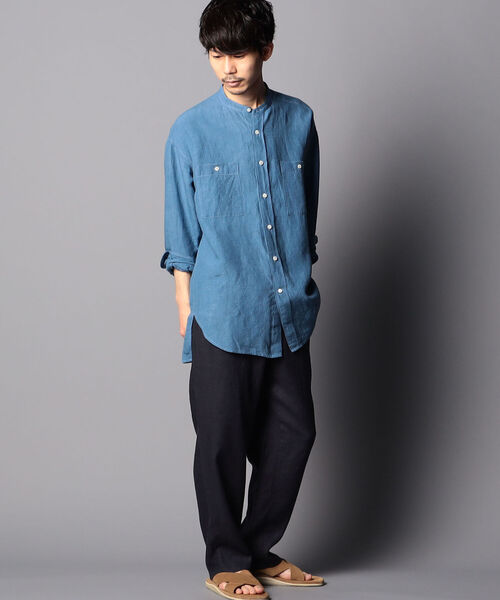 NOLLEY'S goodman（ノーリーズグッドマン）の「ヘンプ ビッグシルエット バンドカラーシャツ UNISEX（シャツ/ブラウス・メンズ・ブラウン/ホワイト/ライトブルー/オリーブ・LARGE/SMALL/MEDIUM）」の13枚目の写真