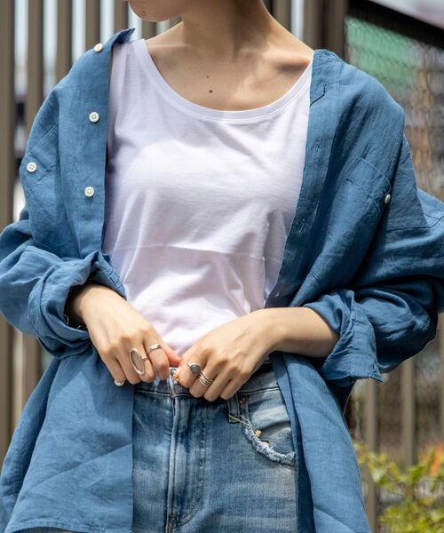 NOLLEY'S goodman（ノーリーズグッドマン）の「ヘンプ ビッグシルエット バンドカラーシャツ UNISEX（シャツ/ブラウス・メンズ・ブラウン/ホワイト/ライトブルー/オリーブ・LARGE/SMALL/MEDIUM）」の21枚目の写真