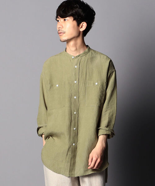 NOLLEY'S goodman（ノーリーズグッドマン）の「ヘンプ ビッグシルエット バンドカラーシャツ UNISEX（シャツ/ブラウス・メンズ・ブラウン/ホワイト/ライトブルー/オリーブ・LARGE/SMALL/MEDIUM）」の20枚目の写真