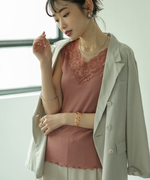 GeeRA（ジーラ）の「前後2WAY幅広レース付キャミソール（キャミソール・レディース・ブラック/アイボリー/ミント/モカ/サンドグレー/コーラル/パープル/オレンジ・MEDIUM）」の8枚目の写真