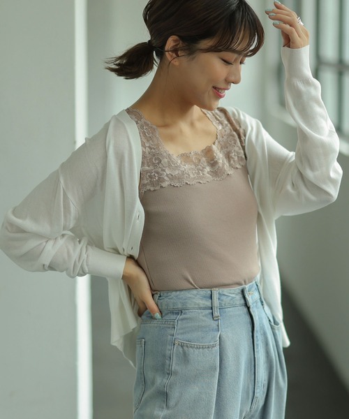 GeeRA（ジーラ）の「前後2WAY幅広レース付キャミソール（キャミソール・レディース・ブラック/アイボリー/ミント/モカ/サンドグレー/コーラル/パープル/オレンジ・MEDIUM）」の5枚目の写真