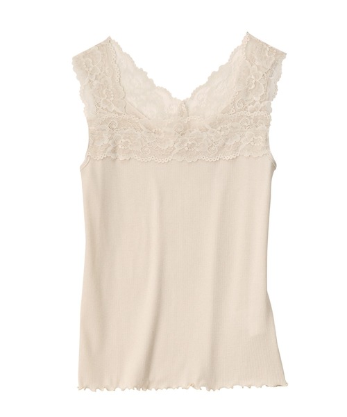 GeeRA（ジーラ）の「前後2WAY幅広レース付キャミソール（キャミソール・レディース・ブラック/アイボリー/ミント/モカ/サンドグレー/コーラル/パープル/オレンジ・MEDIUM）」の14枚目の写真