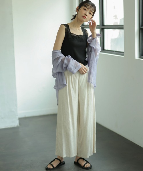 GeeRA（ジーラ）の「前後2WAY幅広レース付キャミソール（キャミソール・レディース・ブラック/アイボリー/ミント/モカ/サンドグレー/コーラル/パープル/オレンジ・MEDIUM）」の20枚目の写真