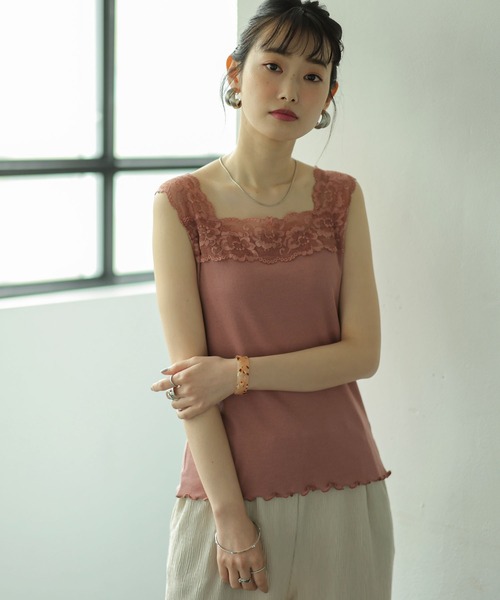 GeeRA（ジーラ）の「前後2WAY幅広レース付キャミソール（キャミソール・レディース・ブラック/アイボリー/ミント/モカ/サンドグレー/コーラル/パープル/オレンジ・MEDIUM）」の18枚目の写真