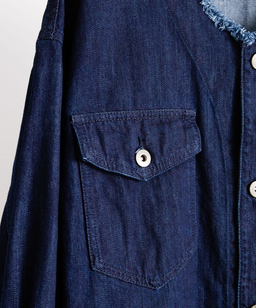 AMERICAN HOLIC（アメリカンホリック）の「【WEB限定】ノーカラーCPOブルゾン（デニムジャケット・レディース・ベージュ/グレー/ワンウォッシュ・S/M/L）」の16枚目の写真